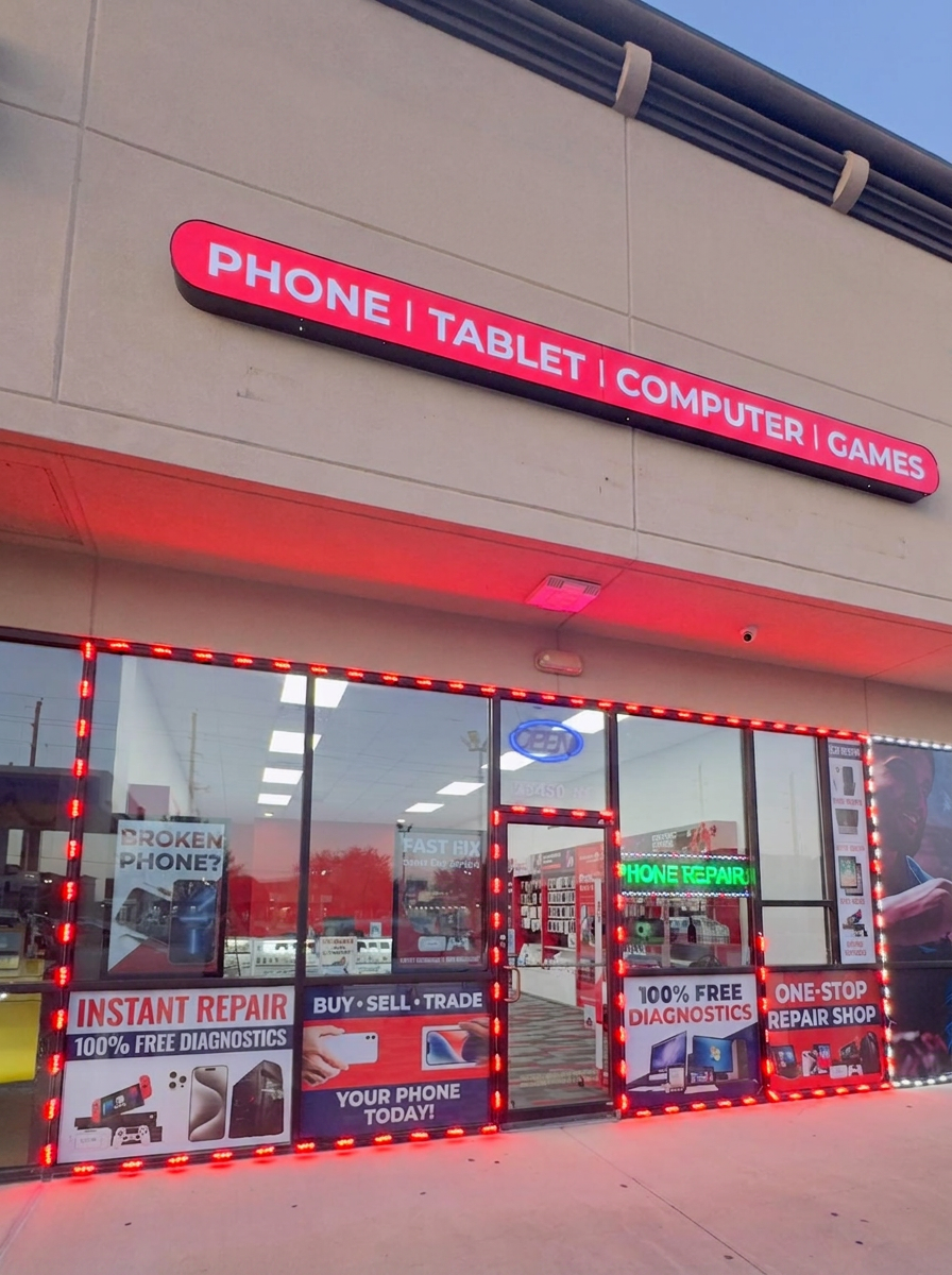 Katy phone repair shop storefront on Kingsland Blvd