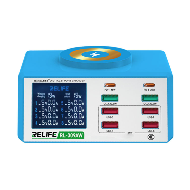 RELIFE RL-309AW Digital 8-Port Wireless Charger
