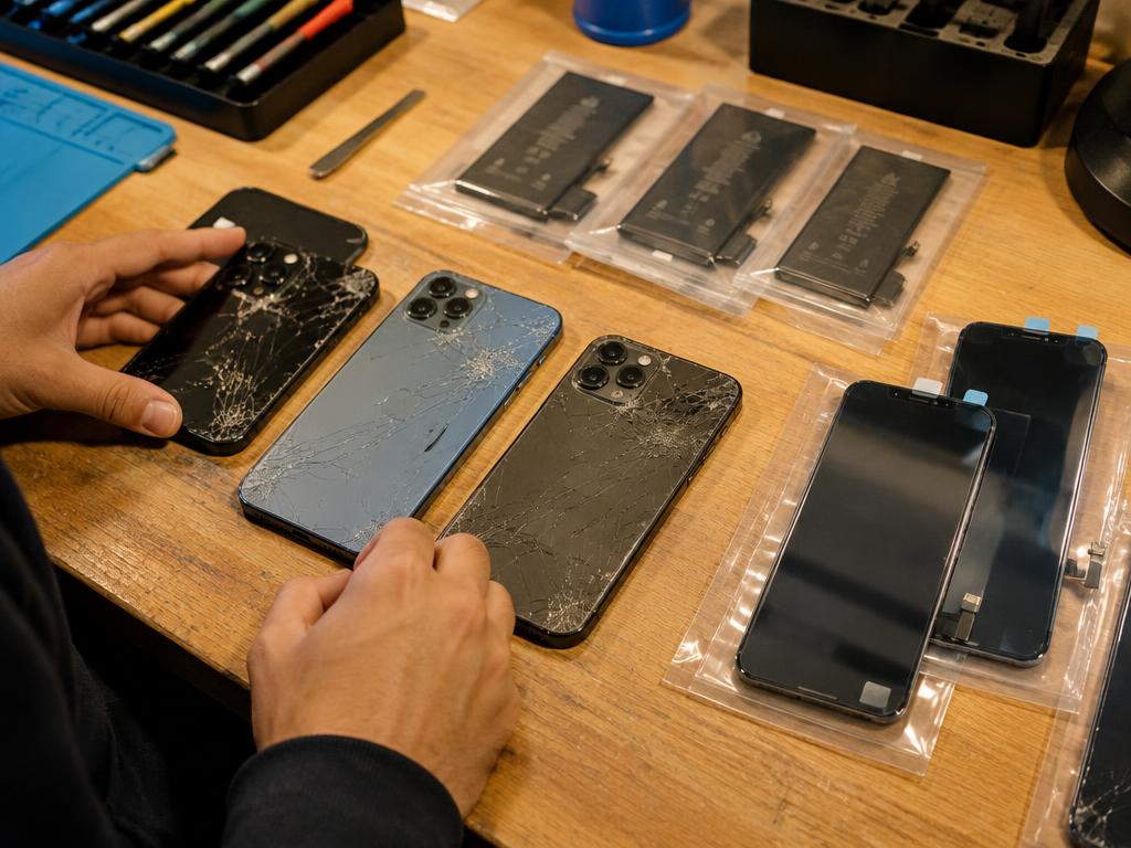 Broken phones with replacement parts